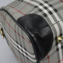 Burberrys Nova Check Boston Bag PVC Gray Gold Auth 118312-16