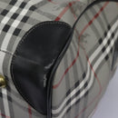 Burberrys Nova Check Boston Bag PVC Gray Gold Auth 118312-17