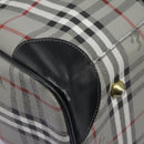 Burberrys Nova Check Boston Bag PVC Gray Gold Auth 118312-18
