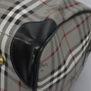 Burberrys Nova Check Boston Bag PVC Gray Gold Auth 118312-19