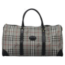 Burberrys Nova Check Boston Bag PVC Gray Gold Auth 118312-13