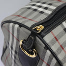 Burberrys Nova Check Boston Bag PVC Gray Gold Auth 118312-21