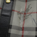 Burberrys Nova Check Boston Bag PVC Gray Gold Auth 118312-3