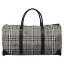 Burberrys Nova Check Boston Bag PVC Gray Gold Auth 118312-4