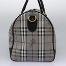 Burberrys Nova Check Boston Bag PVC Gray Gold Auth 118312-8