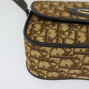 Christian Dior Trotter Canvas Shoulder Bag Brown Gold Auth 118335-9
