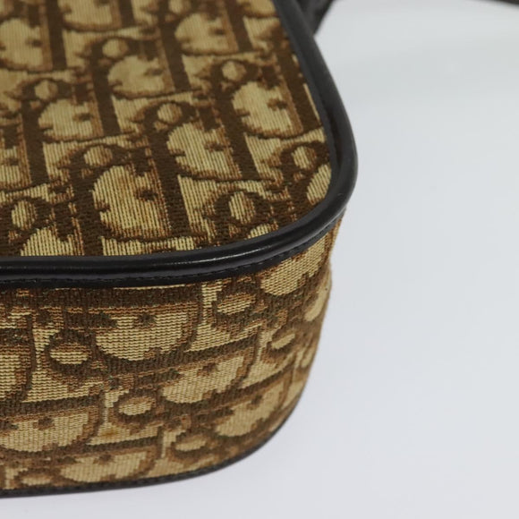 Christian Dior Trotter Canvas Shoulder Bag Brown Gold Auth 118335