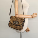 Christian Dior Trotter Canvas Shoulder Bag Brown Gold Auth 118335-19