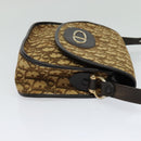 Christian Dior Trotter Canvas Shoulder Bag Brown Gold Auth 118335-4