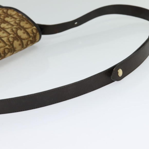 Christian Dior Trotter Canvas Shoulder Bag Brown Gold Auth 118335