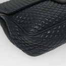 BALLY Chain Shoulder Bag Leather Navy Gold Auth 118337-9