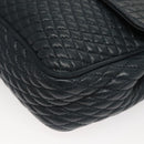 BALLY Chain Shoulder Bag Leather Navy Gold Auth 118337-14