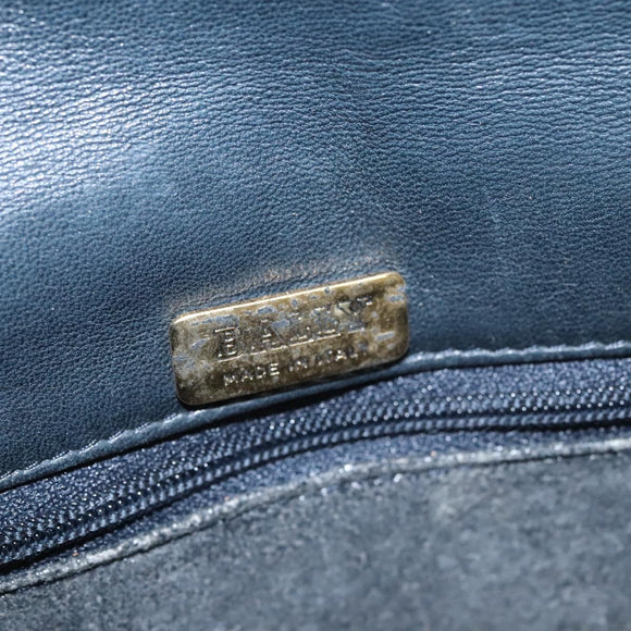 BALLY Chain Shoulder Bag Leather Navy Gold Auth 118337