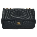 BALLY Chain Shoulder Bag Leather Navy Gold Auth 118337-13