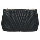 BALLY Chain Shoulder Bag Leather Navy Gold Auth 118337-2