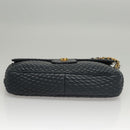 BALLY Chain Shoulder Bag Leather Navy Gold Auth 118337-5