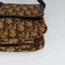 Christian Dior Trotter Canvas Shoulder Bag Brown Gold Auth 118343-14