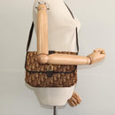 Christian Dior Trotter Canvas Shoulder Bag Brown Gold Auth 118343-20