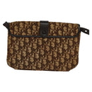 Christian Dior Trotter Canvas Shoulder Bag Brown Gold Auth 118343-2