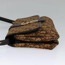 Christian Dior Trotter Canvas Shoulder Bag Brown Gold Auth 118343-3