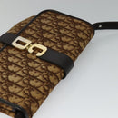 Christian Dior Trotter Canvas Shoulder Bag Brown Gold Auth 118343-6