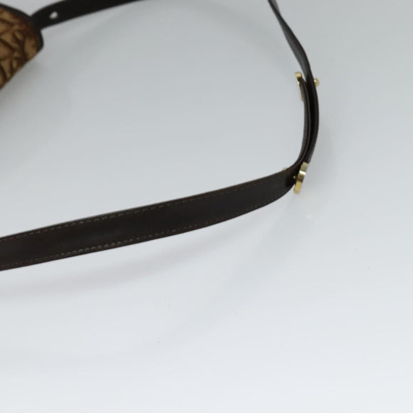 Christian Dior Trotter Canvas Shoulder Bag Brown Gold Auth 118343