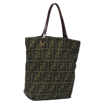 FENDI Zucca Canvas Hand Bag Black Brown Auth 118346