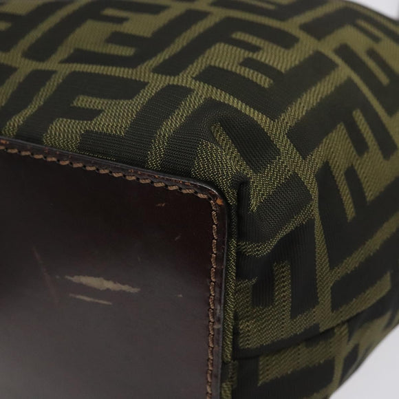 FENDI Zucca Canvas Hand Bag Black Brown Auth 118346