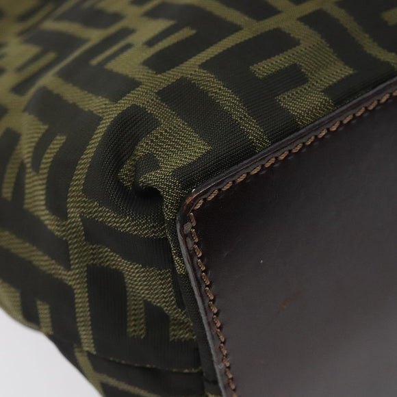 FENDI Zucca Canvas Hand Bag Black Brown Auth 118346