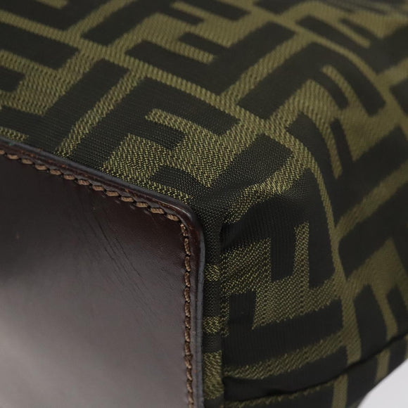 FENDI Zucca Canvas Hand Bag Black Brown Auth 118346