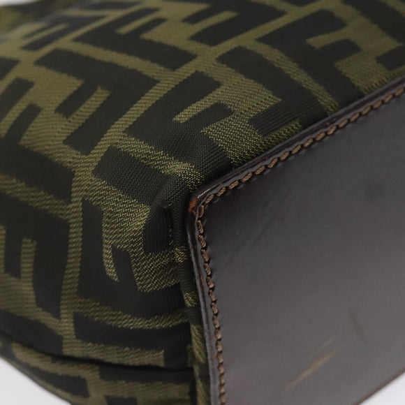 FENDI Zucca Canvas Hand Bag Black Brown Auth 118346