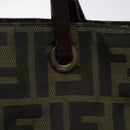 FENDI Zucca Canvas Hand Bag Black Brown Auth 118346-10