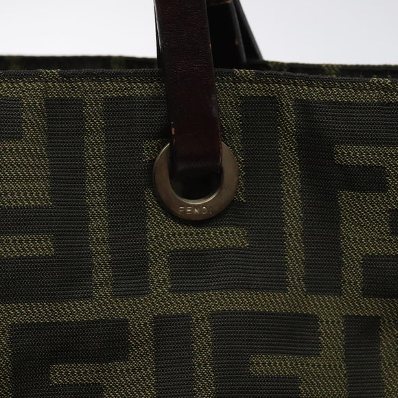 FENDI Zucca Canvas Hand Bag Black Brown Auth 118346