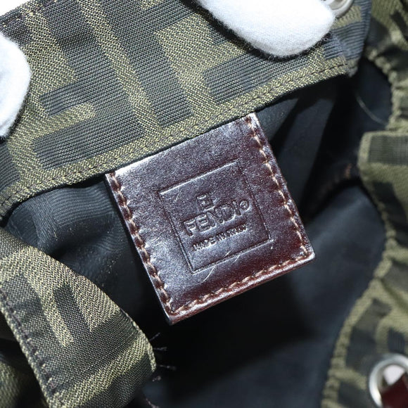 FENDI Zucca Canvas Hand Bag Black Brown Auth 118346