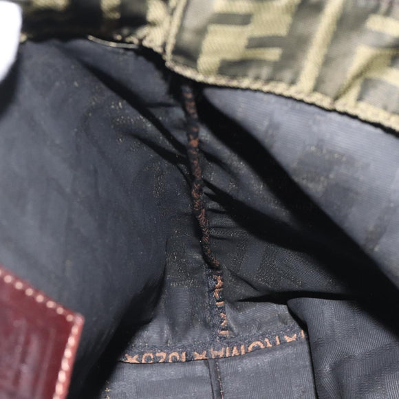 FENDI Zucca Canvas Hand Bag Black Brown Auth 118346