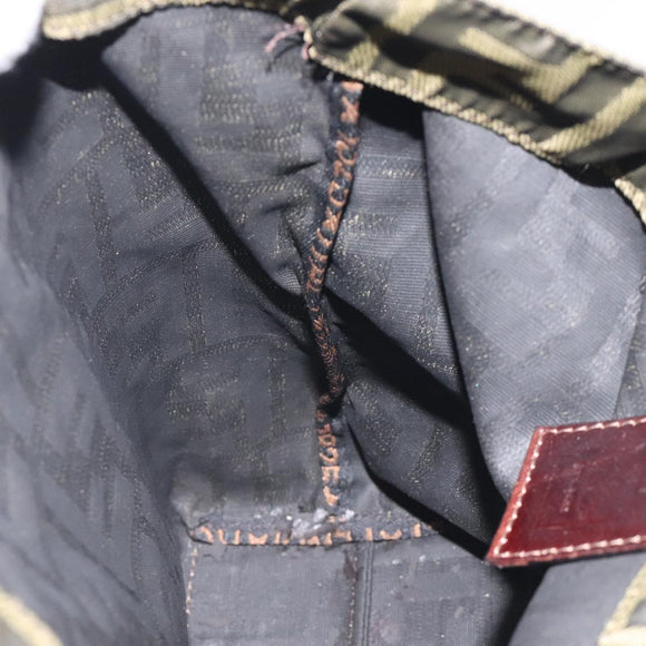 FENDI Zucca Canvas Hand Bag Black Brown Auth 118346