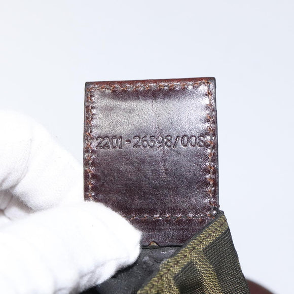 FENDI Zucca Canvas Hand Bag Black Brown Auth 118346