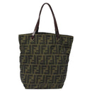 FENDI Zucca Canvas Hand Bag Black Brown Auth 118346-13