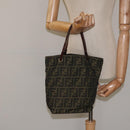 FENDI Zucca Canvas Hand Bag Black Brown Auth 118346-20