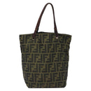 FENDI Zucca Canvas Hand Bag Black Brown Auth 118346-2