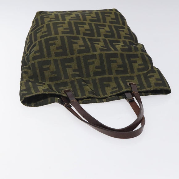 FENDI Zucca Canvas Hand Bag Black Brown Auth 118346