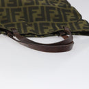 FENDI Zucca Canvas Hand Bag Black Brown Auth 118346-7
