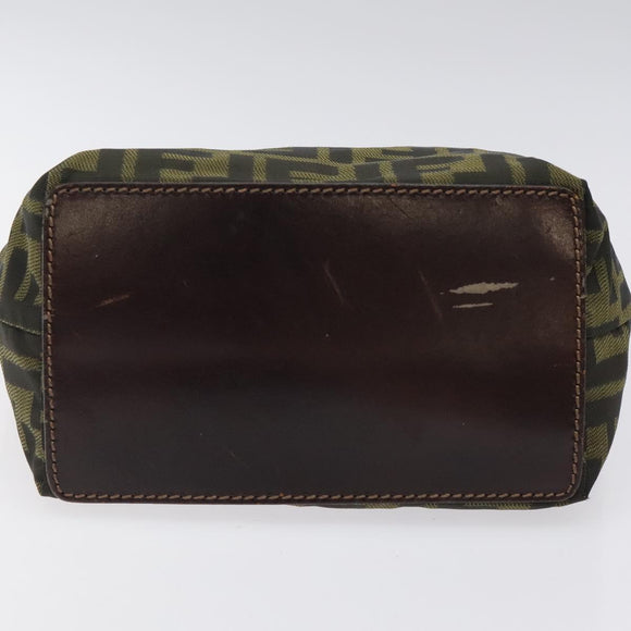 FENDI Zucca Canvas Hand Bag Black Brown Auth 118346
