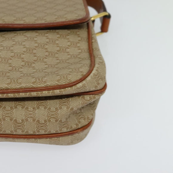 CELINE Macadam Canvas Shoulder Bag PVC Beige Gold Auth 118350
