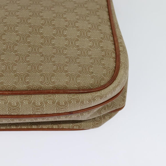 CELINE Macadam Canvas Shoulder Bag PVC Beige Gold Auth 118350