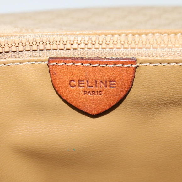CELINE Macadam Canvas Shoulder Bag PVC Beige Gold Auth 118350