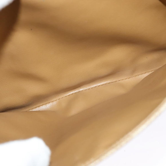 CELINE Macadam Canvas Shoulder Bag PVC Beige Gold Auth 118350