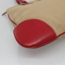 PRADA Hand Bag Canvas Beige Silver Auth 118360-15