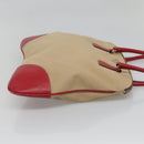 PRADA Hand Bag Canvas Beige Silver Auth 118360-4