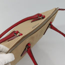 PRADA Hand Bag Canvas Beige Silver Auth 118360-6